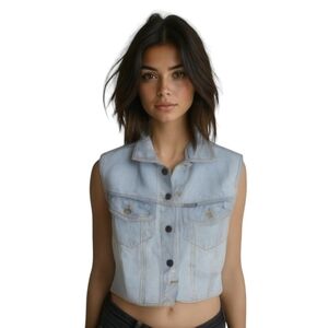 Vintage Light Wash Denim Vest Medium